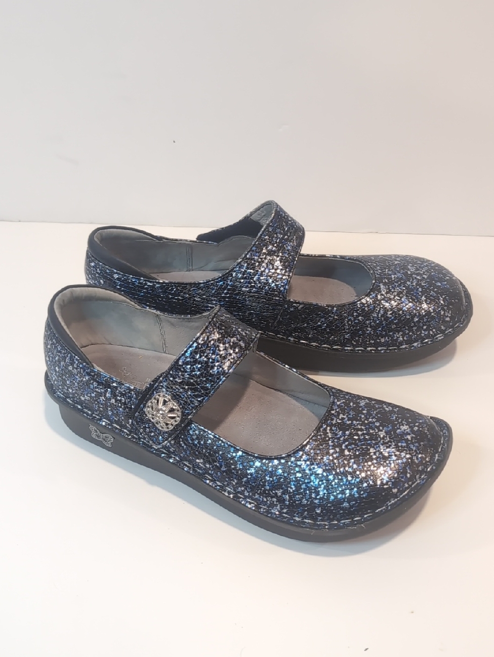 Alegria Black Sparkle Leather Mary Jane Shoes Paloma